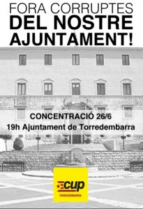 Cartell d'una concentració de la CUP Torredembarra